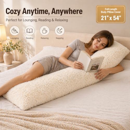 Reafort Luxury Long Hair, PV Fur, Faux Fur Body Pillow Cover/Case 21inx54in - Image 5