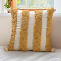 Boho Throw Pillow Covers 18x18 Tufted Decorations Mustard Yellow by LOOPUINHOM