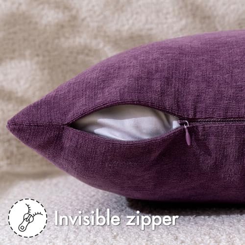 MIULEE Plum Purple Chenille Couch Throw Pillow Covers - Image 3
