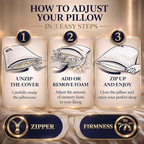 Royal Therapy King Size Set of 4- Shredded Memory Foam Pillow–Adjustable Memory - Image 6