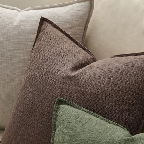 MIULEE Thick Textured Decorative Throw Pillow Covers 20x20 Inch Dark Brown - Image 3