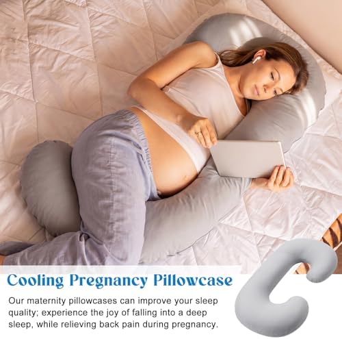 Hahafelt Cooling Pregnancy Pillow Cover 59 Inch Large C Shaped Full Body - Image 6