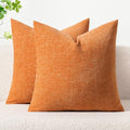 MIULEE Soft Chenille Fall Throw Pillow Covers Orange 18x18 Inch Pack of 2 by MIULEE