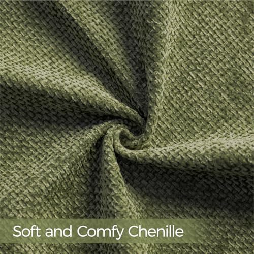 a moment Olive Green Chenille Throw Pillow Covers 20x20 Inch Pack of 2 Modern - Image 3
