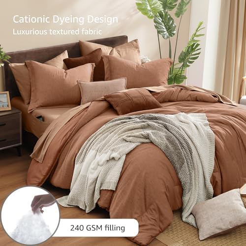 Monbix Super King Plus Comforter Set 7 Pieces Autumn Leaf Bed in a Bag - Image 3