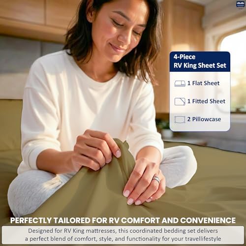 Cottingon 4 Piece RV King Sheets Fits 15" Deep, Egyptian Cotton - Image 6
