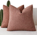 Foindtower Decorative Textured Boucle Throw Pillow Covers 20x20 Orange Red by Foindtower