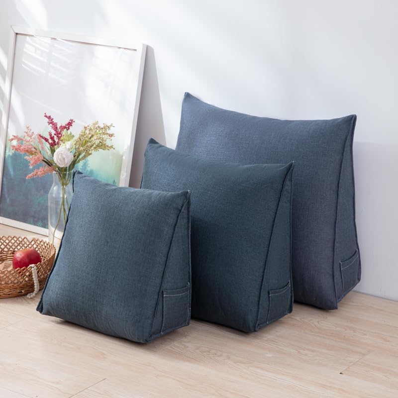 Triangular Reading Pillow with Side Pocket, Backrest Support Cushion - Image 7