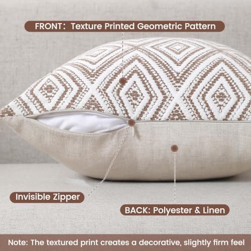 HPUK Throw Pillow Covers 20x20, Light Brown Couch Pillow Covers - Image 2