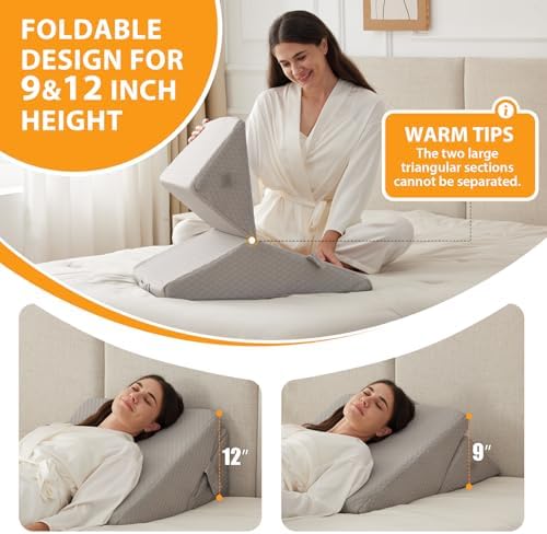 Ruqmuis Wedge Pillow Set for After Surgery, Adjustable 9&12 Inch Bed Wedge - Image 4