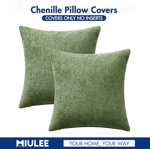 MIULEE Decorative Couch Throw Pillow Covers 20x20 Inch Sage Green 2 Pack - Image 7