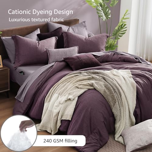 Monbix Full Size Comforter Set 7 Pieces Italian Plum Bed in a Bag - Image 3