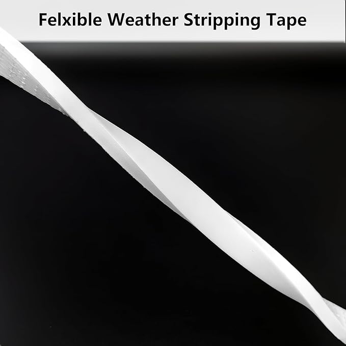 Weather Stripping Door Seal Strip, Strong Adhesive, Weatherproof, Reduce Noise, Gap Filler, Foam Insulation Tape for Doors and Windows (1/2 in x 1/4 in x 26 Ft), White