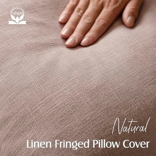 Foindtower Boho Linen Fringe Lumbar Throw Pillow Covers 12×24 Dusty Pink - Image 2