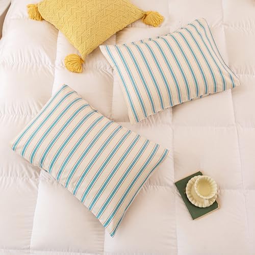 ECOCOTT Striped Pillowcases King Size Set of 2, 100% Washed Cotton Pillow Cases - Image 4