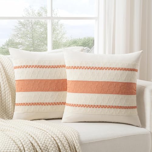 Fancy Homi Set of 2 Boho Coral Decorative Throw Pillow Cover 22x22 Inch by Fancy+Homi