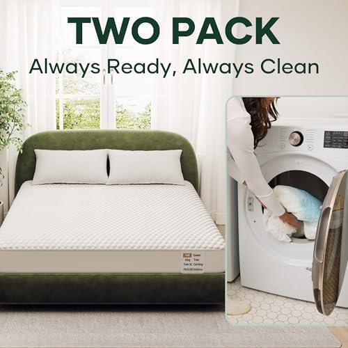 OhGeni 100% Waterproof Mattress Protector, Fitted Sheet, Full-2 Pack - Image 6