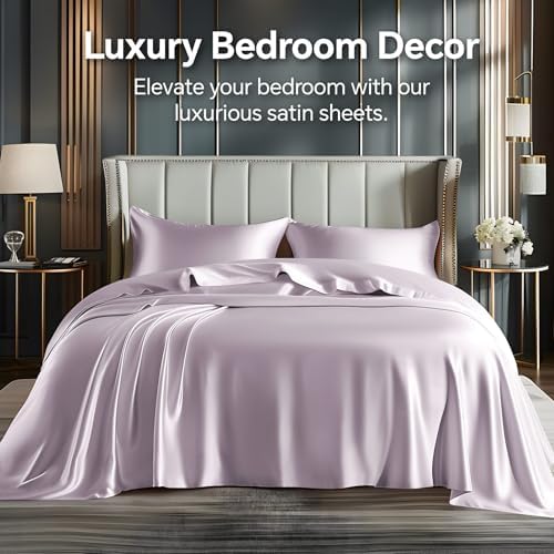 BEDELITE Satin Sheets King Size Bed Set, 4 Pieces - Image 2