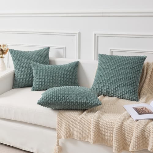 Kevin Textile Soft Corduroy 14"x20" Lumbar Pillow Cover 1 Pack, Teal Green - Image 5