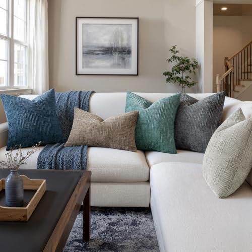 MIULEE Chenille Textured Throw Pillow Covers Dark Grey 20x20 Set of 2 - Image 6