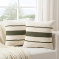 Fancy Homi Set of 2 Boho Olive Green Decorative Throw Pillow Cover 16x16 Inch by Fancy+Homi