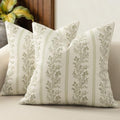 Vintage Throw Pillow Covers 22x22 Set of 2, Striped Floral Pillow Cover by DKwizme
