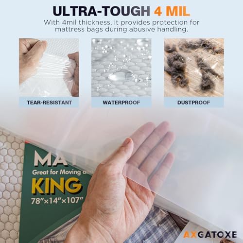 Axgatoxe Plastic Mattress Bag for Moving Storage, King Size - Image 3