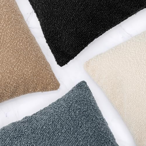 JoraLion 14x26 inch Boucle Lumbar Pillow Cover, Cream Woven Texture Neutral - Image 3