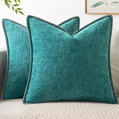 MIULEE Decorative Couch Throw Pillow Covers 16x16 Inch Teal 2 Pack by MIULEE