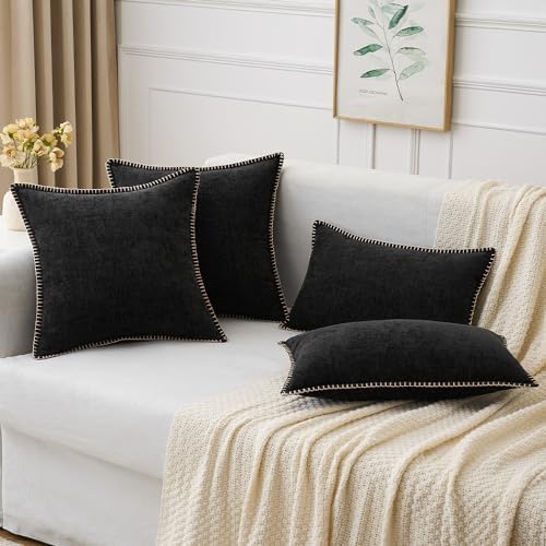 MIULEE Decorative Couch Throw Pillow Covers 18x18 Inch Black 2 Pack - Image 5