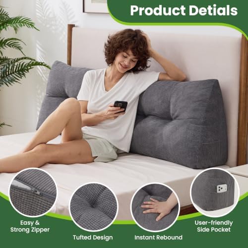 Headboard Pillow Twin, Triangle Bed Wedge Pillow - Image 5