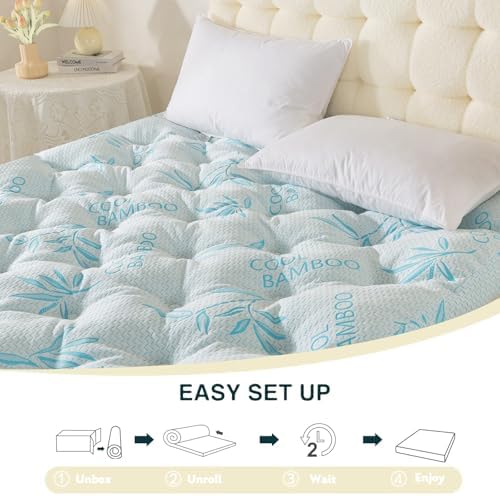 SHOUREN 4 Inch Mattress Topper Queen Size, 2100 GSM Pillow Top - Image 6
