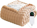 Heated Blanket Throw Blanket,50"x60" Soft Bubble Fleece Fast Heating Electric Blanket,Heating Blanket with 8 Heat Levels 6 Hours Auto-Off Overheat Protection, Grandma Gift,Washable，Apricot Yellow