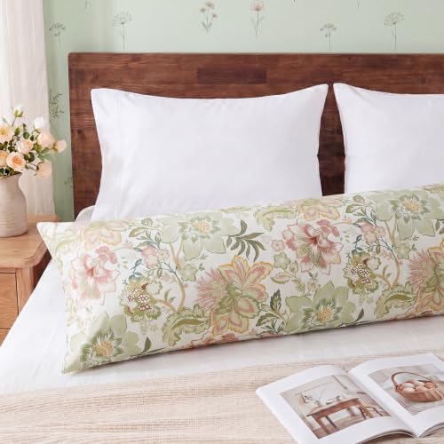 Bedorm 20 x 54 Body Pillow Cover Cotton Green Floral Body Pillow Case 1 Pcs - Image 6