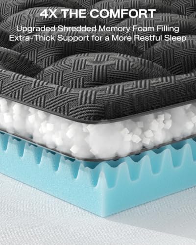 Dual Layer 4 Inch Full Size Mattress Topper, Memory Foam Mattress Topper - Image 6