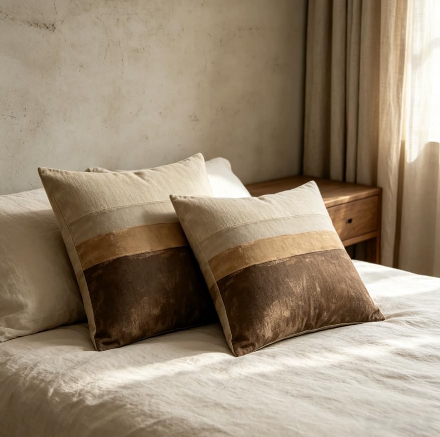 Linen Throw Pillow Covers Set of 2, 18x18in Stripe - Image 3
