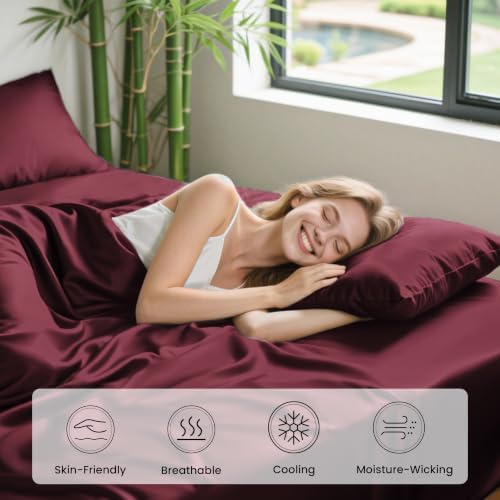 Love's cabin 4 Piece Queen Sheet Set, 100% Rayon Derived from Bamboo, Cooling & - Image 5