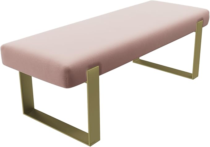 VANT Upholstered Bed Bench - Velvet Blush - Burnished Brass - Contemporary Modern, Bedroom Bench Seat, Hallway, or Entryway