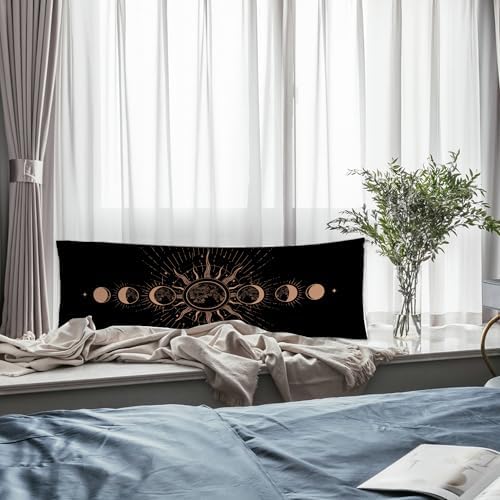 Mystical Boho Moon Phases Body Pillow Covers 20x54, Witchy Celestial Sun and - Image 5