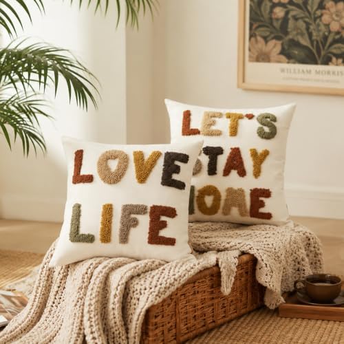 Boho Throw Pillow Covers 18x18 Tufted Fall Home Decor - Image 3