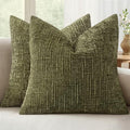 MIULEE Chenille Textured Throw Pillow Covers Olive Green 18x18 Set of 2 by MIULEE