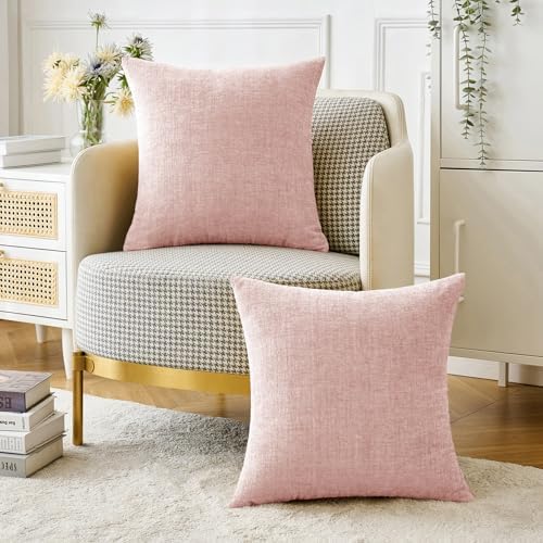 MIULEE Soft Chenille Throw Pillow Covers Pink 20x20 Inch Pack of 2 - Image 5