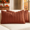 MIULEE Fall Lumbar Corduroy Decorative Throw Pillow Covers 12x20 Rust by MIULEE