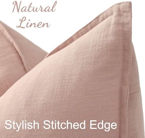 decorUhome Fall Pink Linen Throw Pillow Covers 26x26 Set of 2 - Image 2