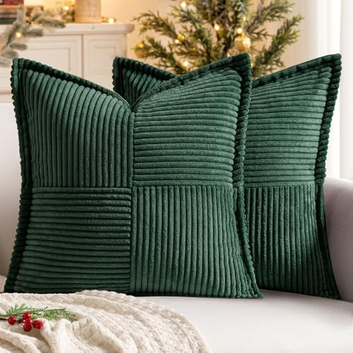 MIULEE Decorative Euro Sham Throw Pillow Covers 24x24 Inch Dark Green by MIULEE