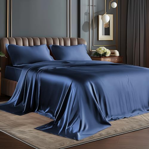 BEDELITE Satin Sheets Queen Size Bed Set, 4 Pieces by BEDELITE