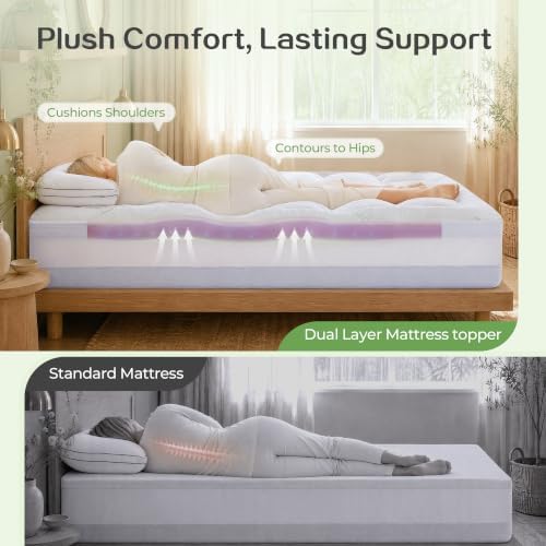 SINWEEK 4 Inch Dual Layer Bamboo Memory Foam Mattress Topper - Image 3