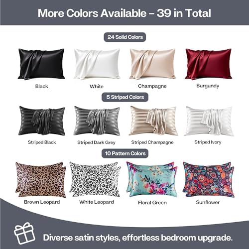MR&HM Satin Pillowcase 2 Pack, King Size 20"x40", Space Grey - Image 7