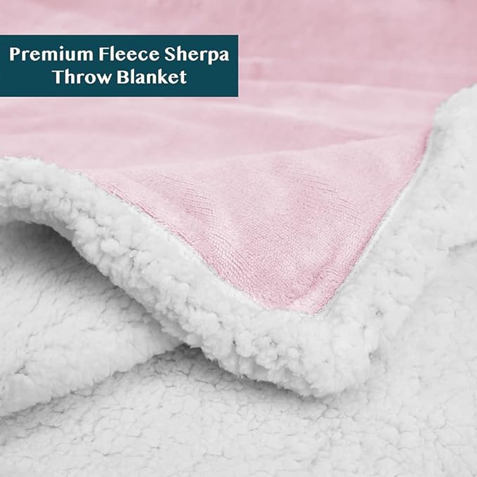 PAVILIA Sherpa Fleece Throw Blanket for Couch, Twin Size, Light Pink, Plush Soft Fuzzy Sofa Blanket, Cozy Reversible Winter Throw for Women Men, 60x80 Inches
