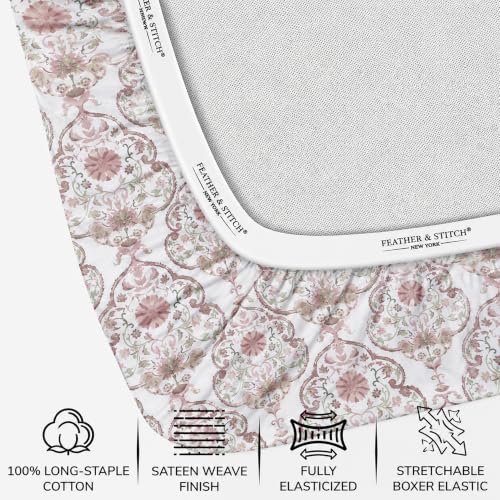 Feather & Stitch 100% Cotton Sateen 500 TC Full Size Bed Sheet Set - Image 3